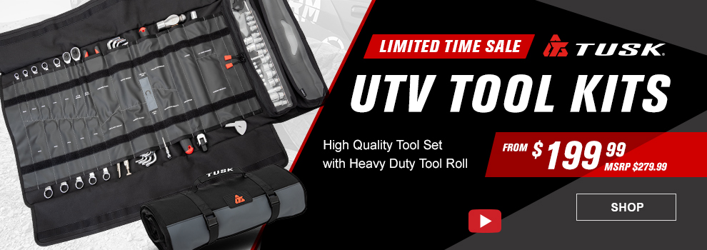 Limited Time Sale, Tusk UTV Tool Kits, High quality tool set with heavy duty tool roll, From $199 and 99 cents, MSRP $279 and 99 cents, Video available, a Tusk UTV Tool Kit, link,