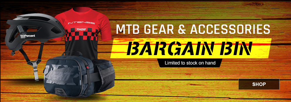Mountain Bike Gear and Accessories Bargain Bin, Limited to stock on hand, a collage of gear and accessories, link, shop