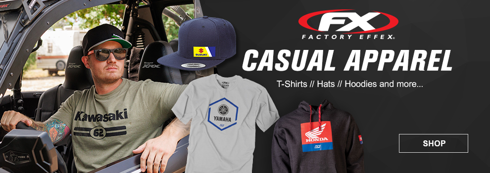 Factory Effex casual apparel, t-shirts, hats, hoodies and more... SHOP button