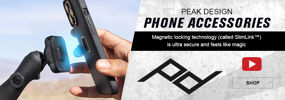 Peak Design Phone Accessories, Magnetic locking technology (called SlimLink) is ultra secure and feels like magic, video available, someone moving to connect their phone to a mount, link, shop
