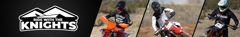 Ride With The Knights, three different shots of someone riding dirt bikes.
