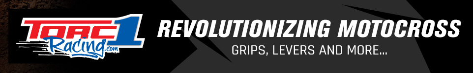 Torc 1 Racing Logo next to revoluttinizing motocross text on black and grey background - Grips, Levers and more...