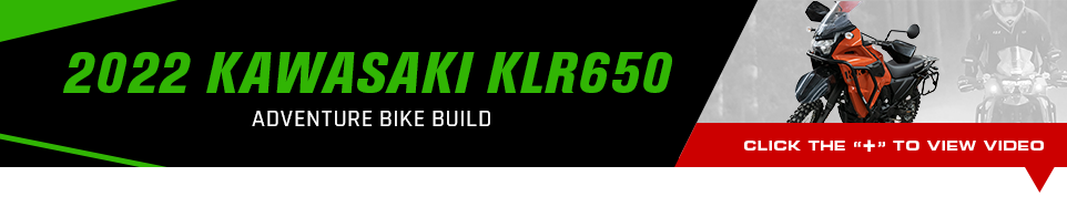 2022 Kawasaki KLR650 Adventure Bike Build, the built KLR650, Click the plus symbol to view video