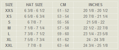 Shoei VFX-EVO Helmet Size Chart