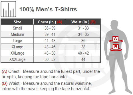 Size Chart For Mens 100 Percent Shirts