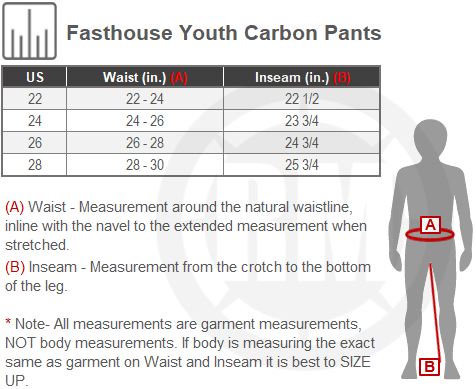 Size Chart For Youth Fasthouse Carbon Pants
