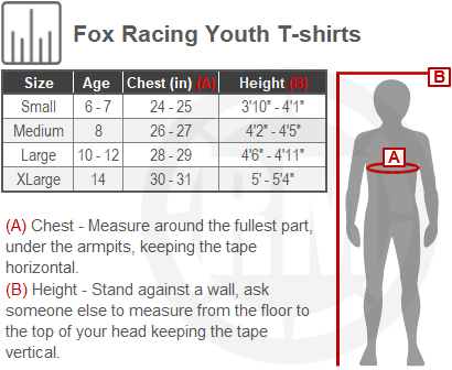 Size Chart For Youth Fox Racing Shirts