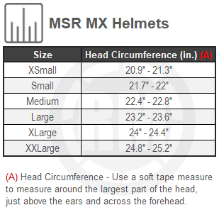 MSR SC2 Helmet Size Chart
