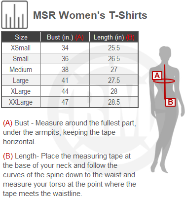 Size Chart For Womens MSR Casual Shirts