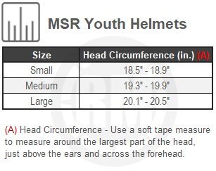 MSR Youth SC2 Helmet Size Chart
