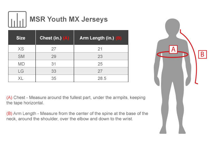 MSR Youth MX Jersey Size Chart