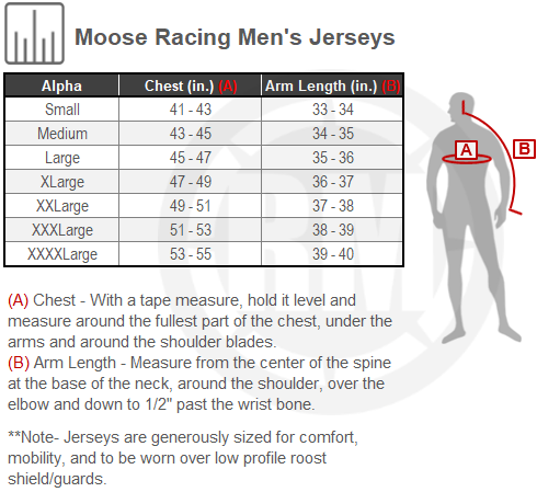 Size Chart For Mens Moose Racing Qualifier Jersey