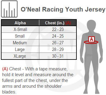 Size Chart For Youth ONeal Racing Element Warhawk Jersey