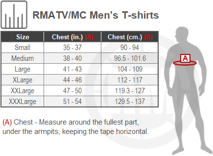 Size Chart For Mens Rocky Mountain ATV Shirts