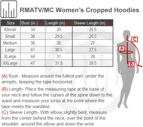 Size Chart for RMATVMC Womens Cropped Hoodies