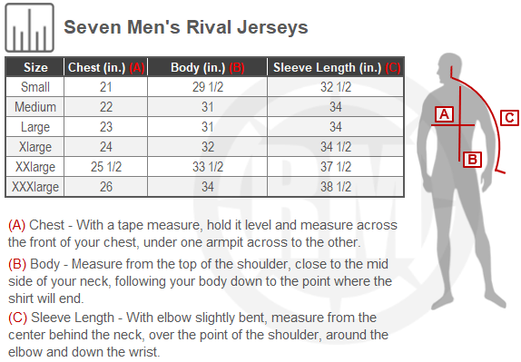 Size Chart For Mens Seven Rival Trooper Jersey