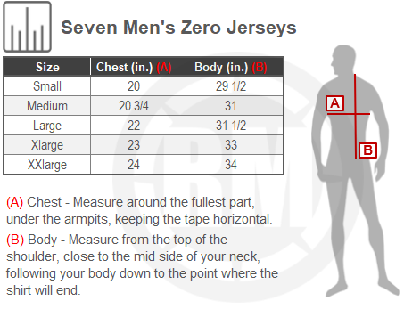 Size Chart For Mens Seven Zero Vanguard Over Jersey