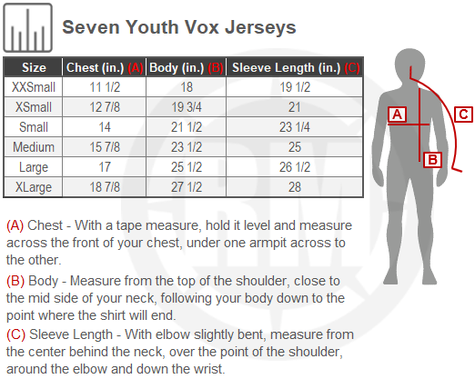 Size Chart For Youth Seven Vox Vented Staple Jersey