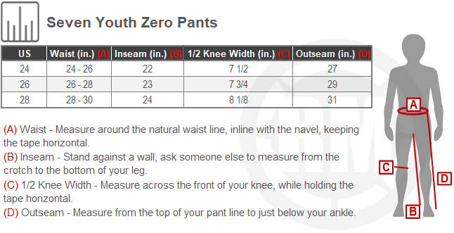 Size Chart For Youth Seven Zero Delta Pants
