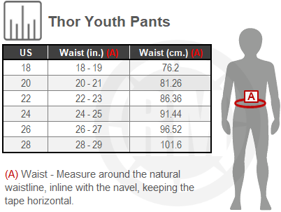 Size Chart For Youth Thor Pulse Racer Pants
