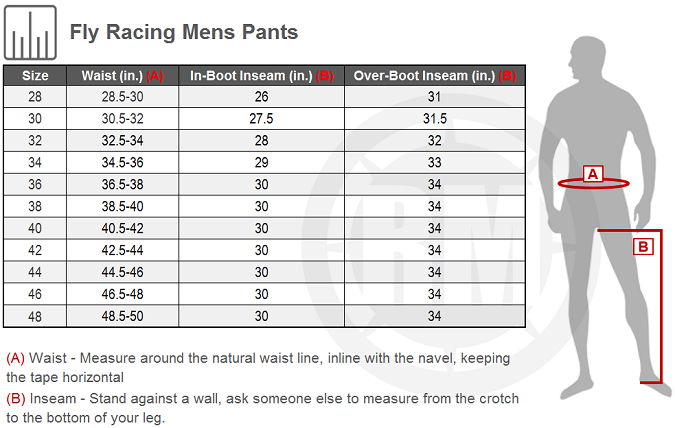 Fly Racing Pants Size Chart