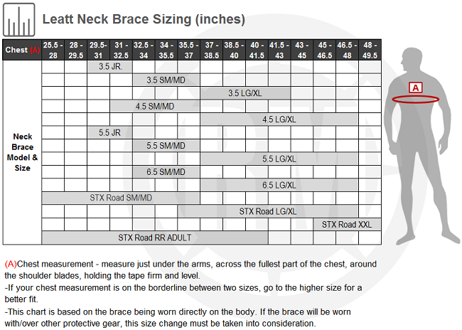 Leatt GPX 3.5 Neck Brace Size Chart