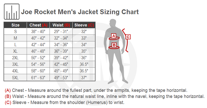 Joe Rocket Jacket Size Chart